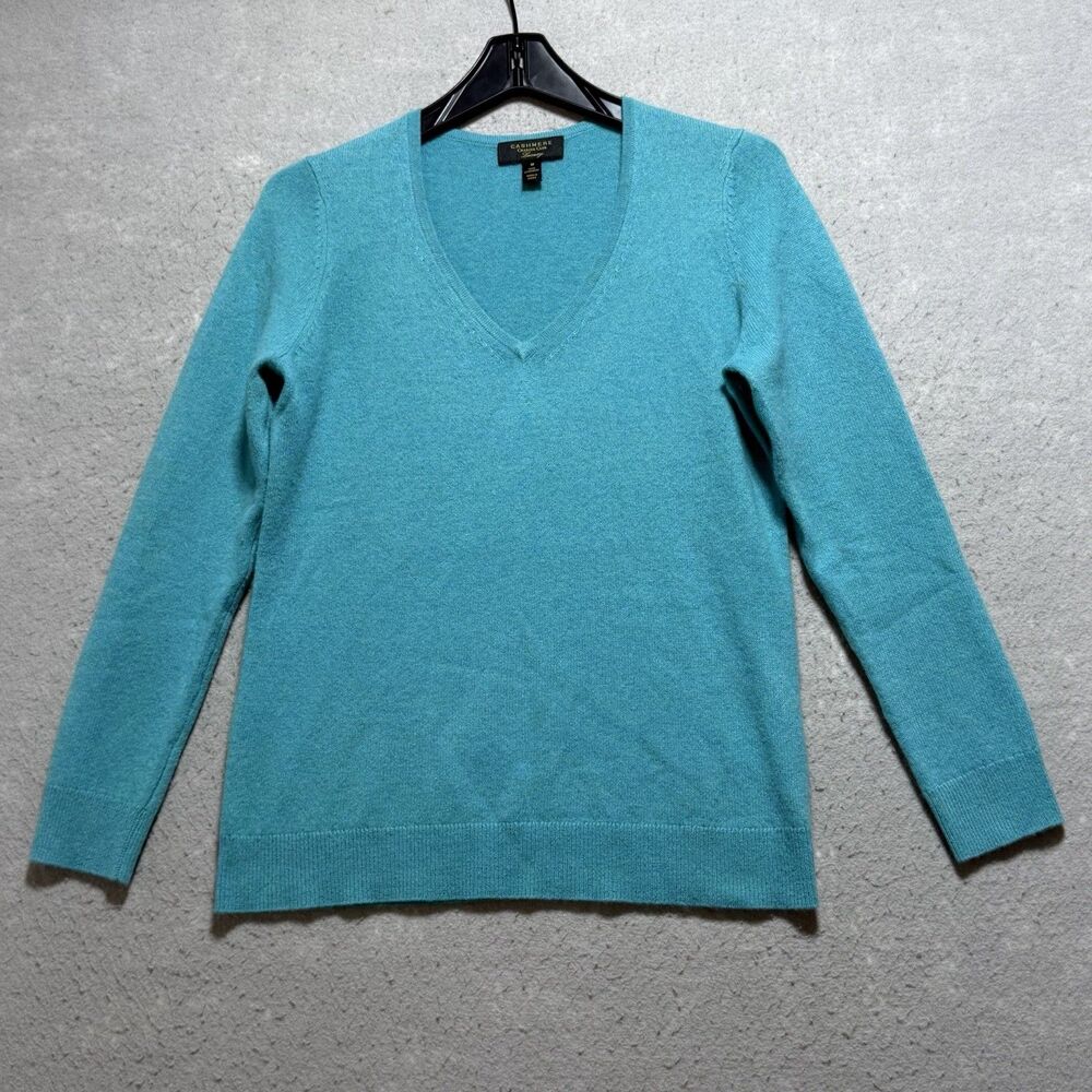 Charter Club Luxury Sweater 100% Cashmere Women’s Medium Blue V-Neck Long Sleeve